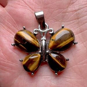 Tiger Eye Butterfly Necklace Pendant